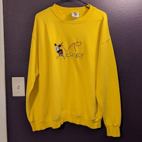 Vintage Yellow Mickey Mouse Sweatshirt Size Large - Picture 1 of 12